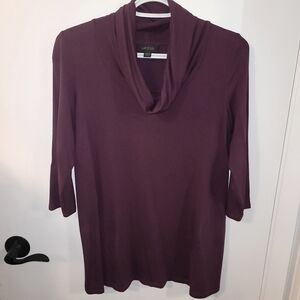 J.JILL Women's Cowl Neck top- Rich Burgundy PXS